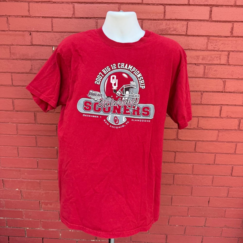 Champion Oklahoma Sooners 2007‎ Big 12 Championship Mens Shirt XL Red